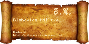 Blahovics Mátka névjegykártya